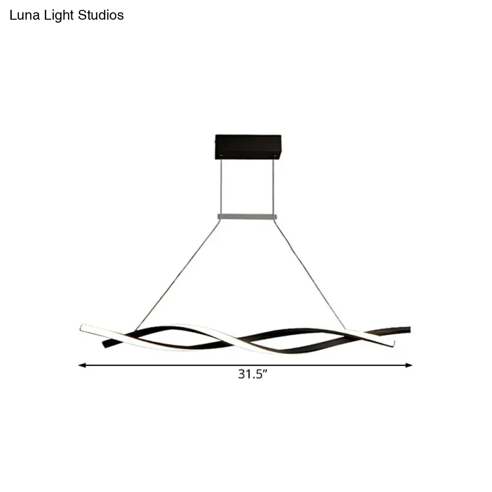 Modern Acrylic Wave Chandelier Pendant Lamp - Led Black/Grey White/Warm/Natural Light 31.5/39/47