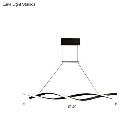 Modern Acrylic Wave Chandelier Pendant Lamp - Led Black/Grey White/Warm/Natural Light 31.5/39/47