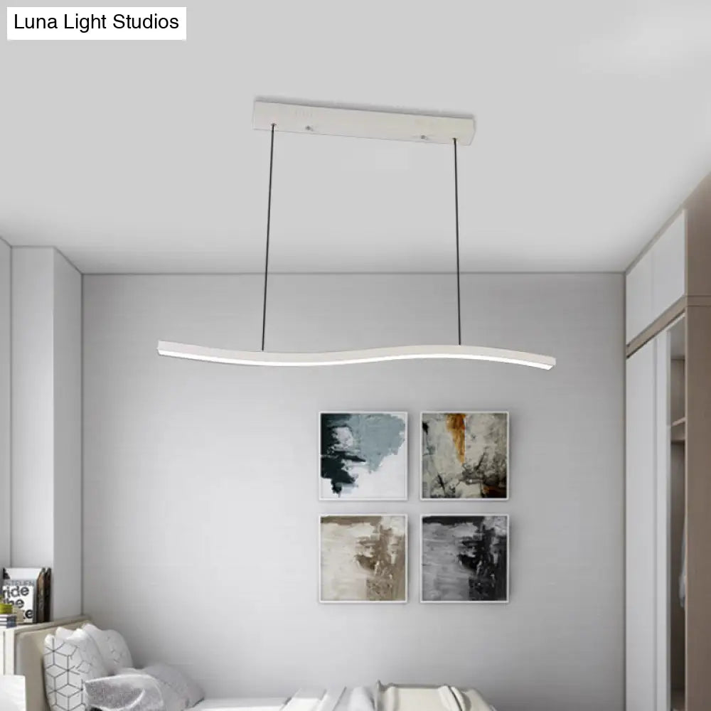 Modern Acrylic Wave Chandelier - Led White Pendant Lamp For Bedroom (White/Warm Light)