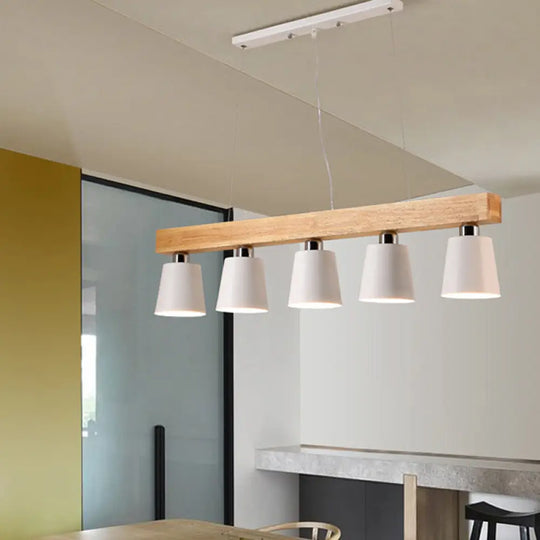 Modern Adjustable Cone Pendant Lamp - 3/5-Light Island Drop Light In Black/White 5 / White