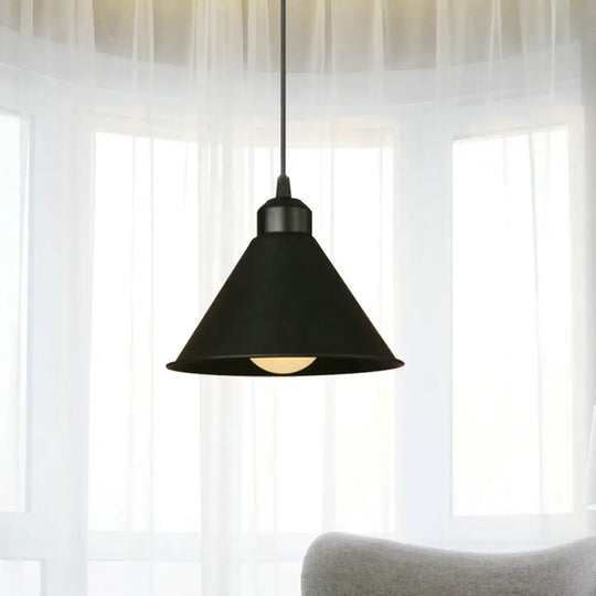 Modern Adjustable Cone Pendant Lamp - Stylish Black/White Metal Ceiling Hanging Light With 1 And