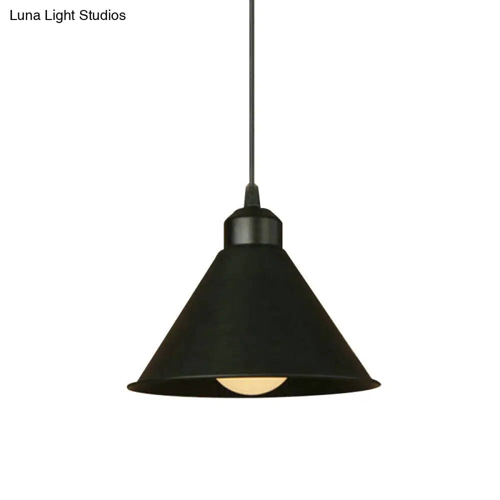 Modern 1-Light Cone Pendant Lamp: Black/White Metal Hanging Light With Adjustable Cord