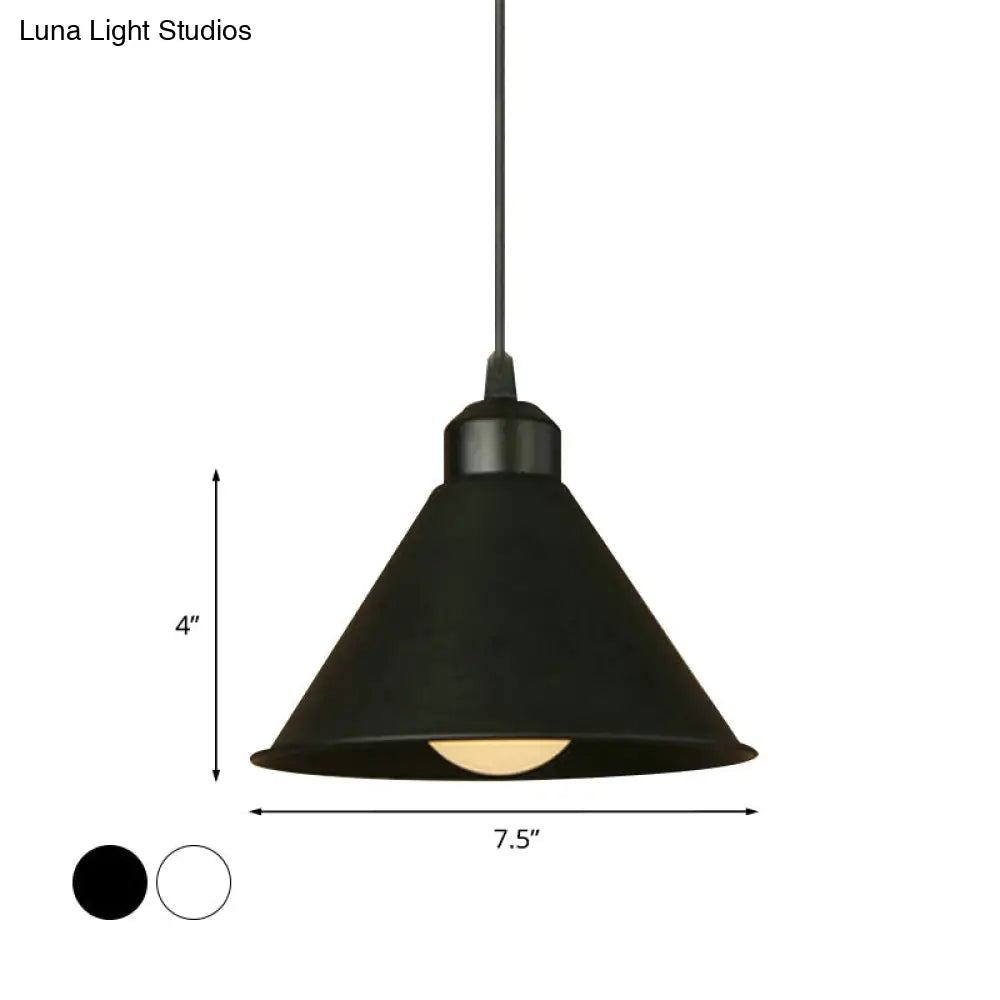 Modern Adjustable Cone Pendant Lamp - Stylish Black/White Metal Ceiling Hanging Light With 1 And