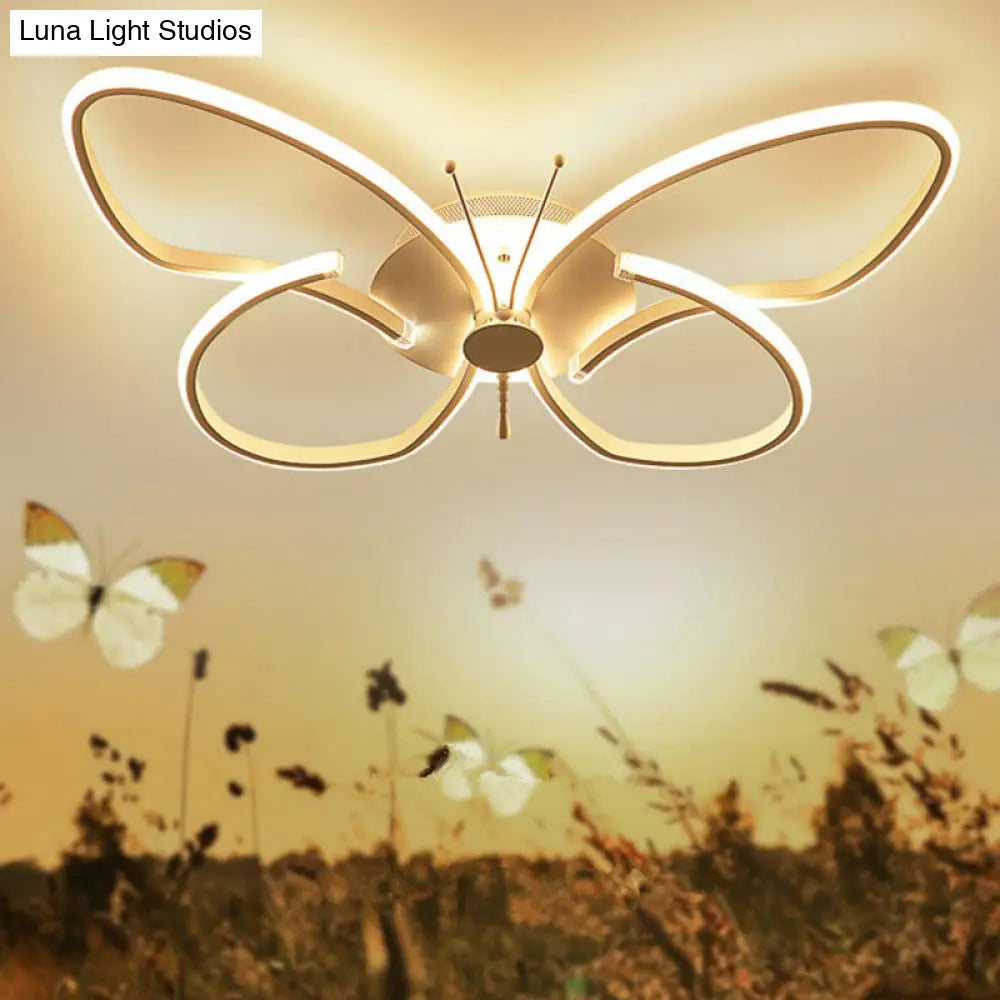 Modern Aluminum Butterfly Led Flush Mount Ceiling Light For Bedrooms White / 15 Warm