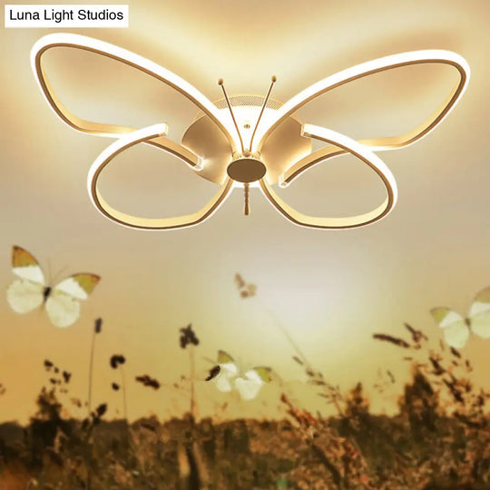 Modern Aluminum Butterfly Led Flush Mount Ceiling Light For Bedrooms White / 15 Warm