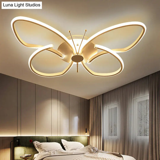 Modern Aluminum Butterfly Led Flush Mount Ceiling Light For Bedrooms White / 15 Natural