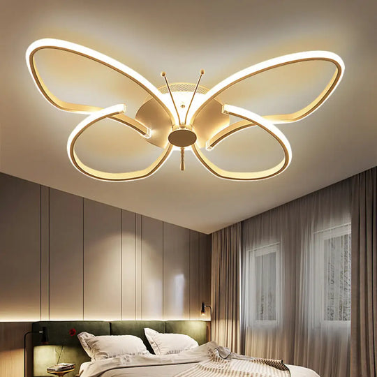 Modern Aluminum Butterfly Led Flush Mount Ceiling Light For Bedrooms White / 15’ Natural