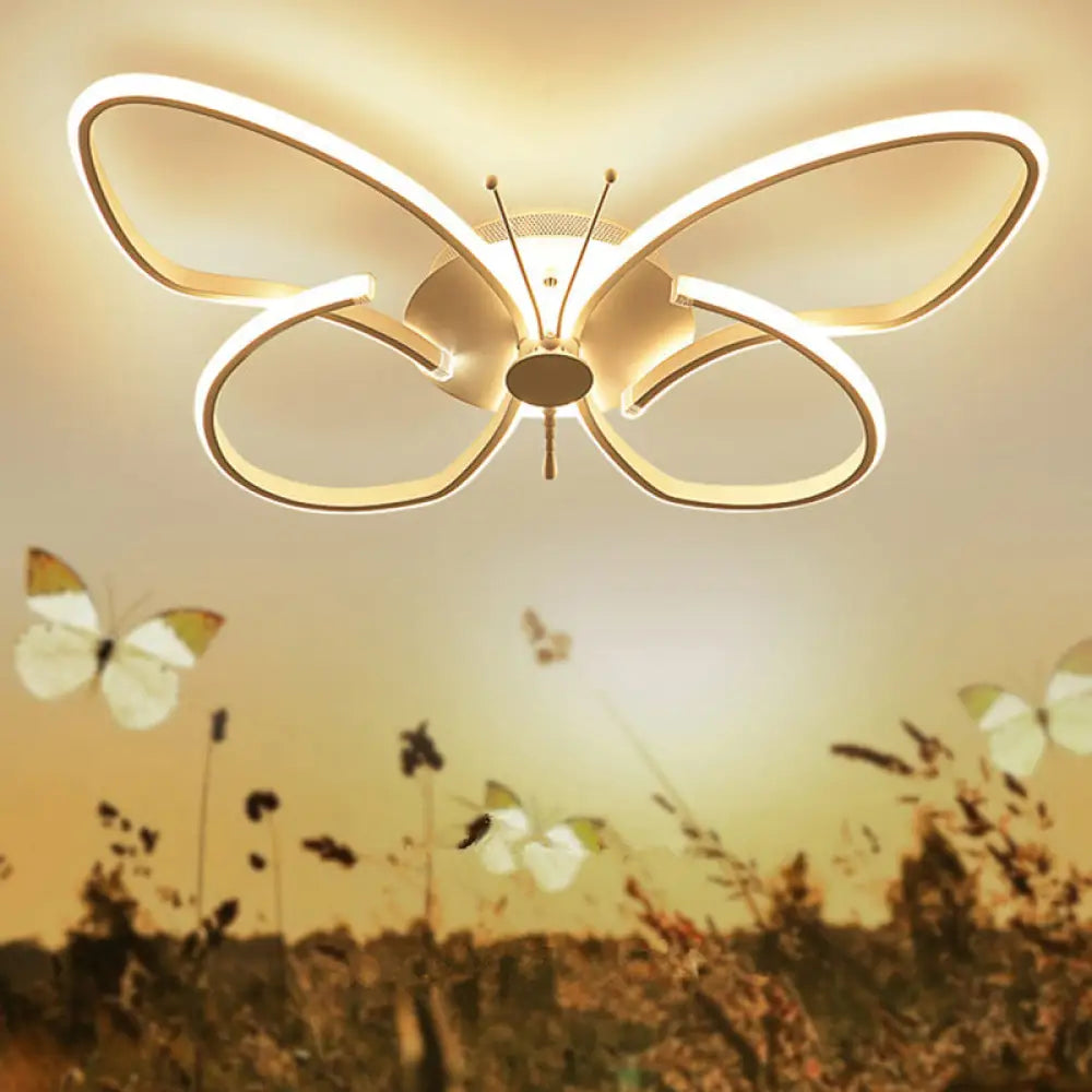 Modern Aluminum Butterfly Led Flush Mount Ceiling Light For Bedrooms White / 15’ Warm