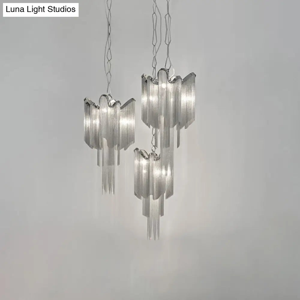 Modern Aluminum Chain Tassel Chandelier - Stylish 4-Light Silver Ceiling Light
(Note: The Revised