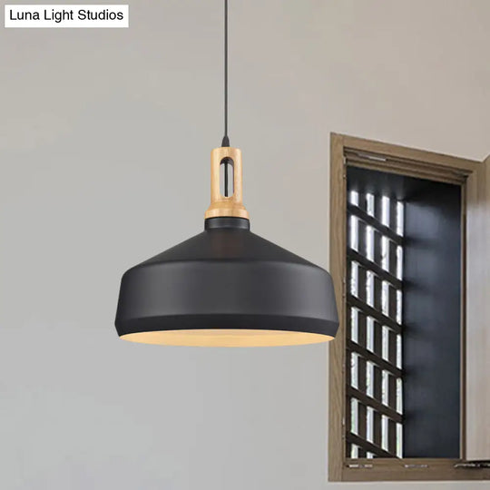 Modern Hanging Ceiling Light With Cone/Drum Shade - 1-Light Aluminum Pendant For Dining Room