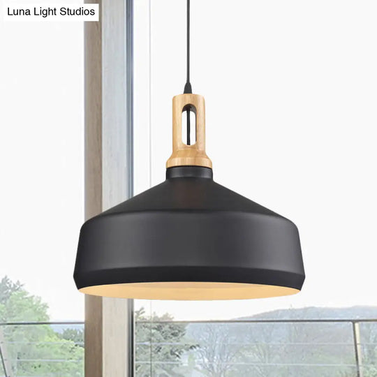 Modern Hanging Ceiling Light With Cone/Drum Shade - 1-Light Aluminum Pendant For Dining Room