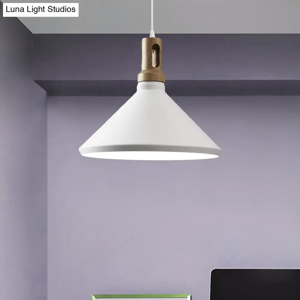 Modern Aluminum Cone/Drum Shade Hanging Ceiling Light - 1 Pendant In Black/White