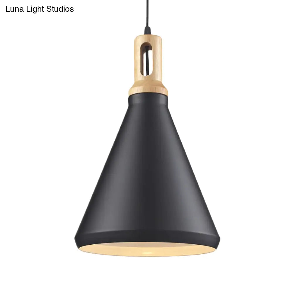 Modern Aluminum Cone/Drum Shade Hanging Ceiling Light - 1 Pendant In Black/White