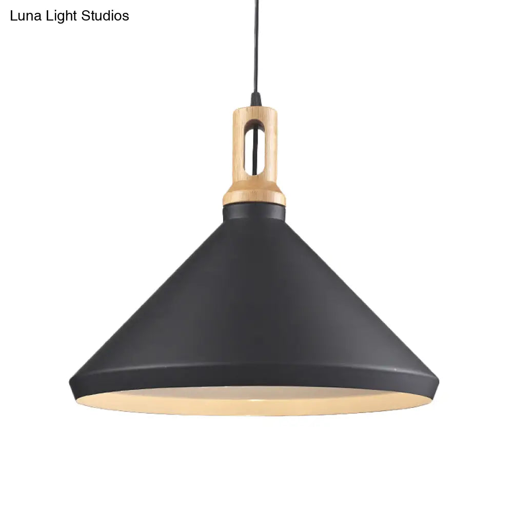 Modern Aluminum Cone/Drum Shade Hanging Ceiling Light - 1 Pendant In Black/White