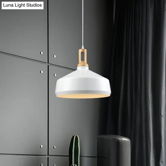 Modern Hanging Ceiling Light With Cone/Drum Shade - 1-Light Aluminum Pendant For Dining Room