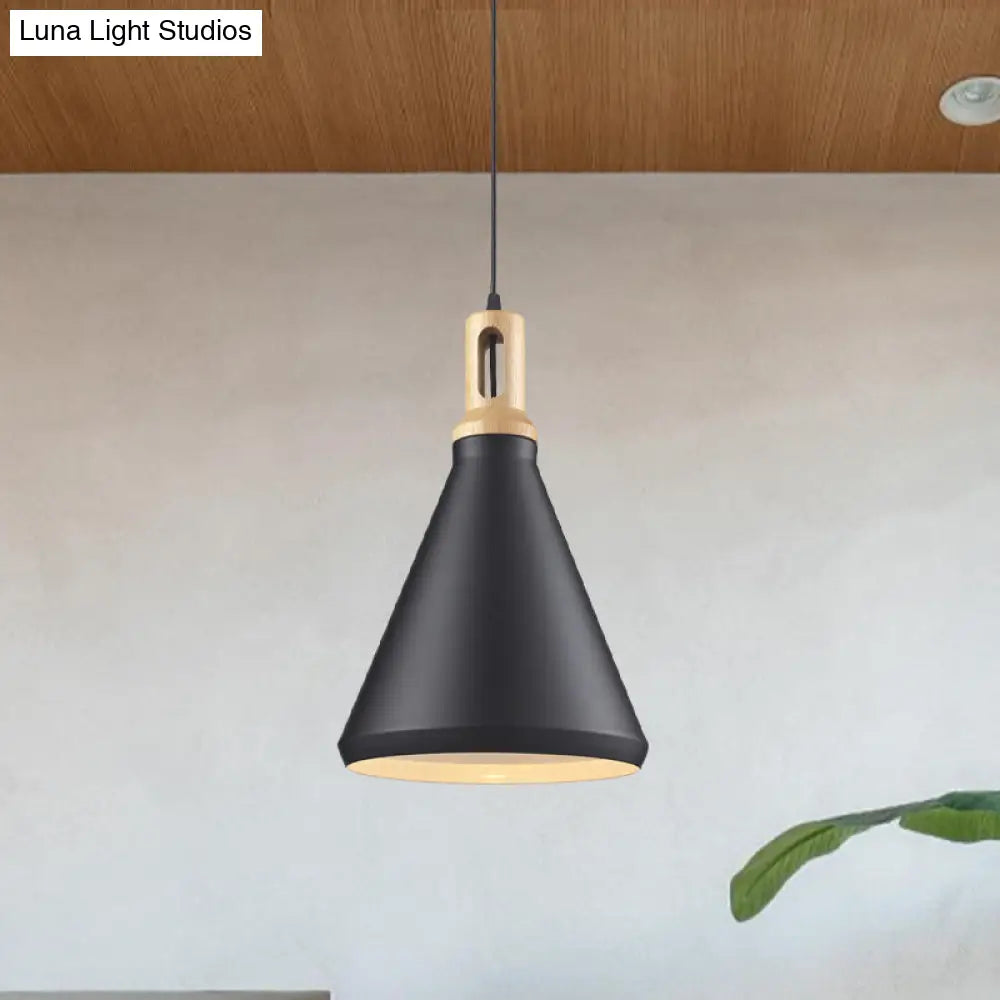 Modern Aluminum Cone/Drum Shade Hanging Ceiling Light - 1 Pendant In Black/White