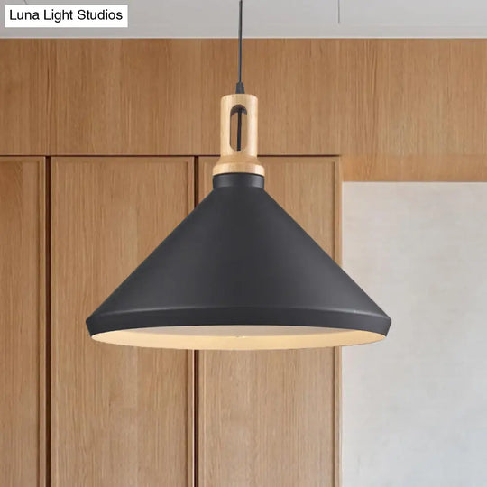 Modern Aluminum Cone/Drum Shade Hanging Ceiling Light - 1 Pendant In Black/White