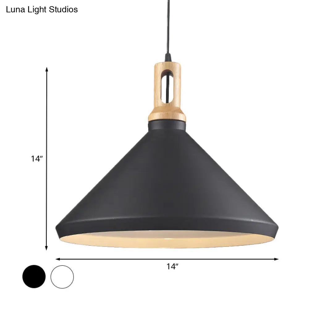 Modern Aluminum Cone/Drum Shade Hanging Ceiling Light - 1 Pendant In Black/White