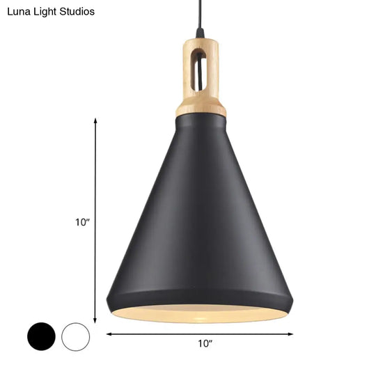 Modern Aluminum Cone/Drum Shade Hanging Ceiling Light - 1 Pendant In Black/White