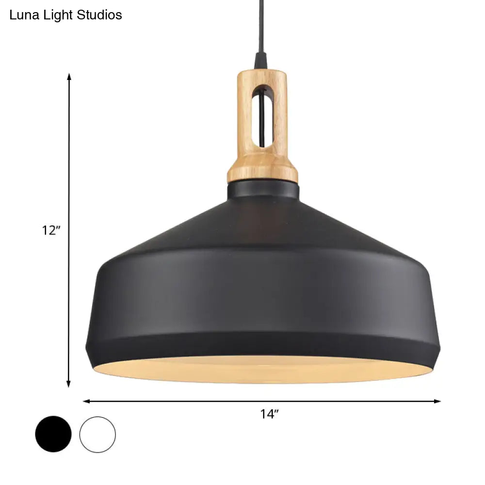 Modern Hanging Ceiling Light With Cone/Drum Shade - 1-Light Aluminum Pendant For Dining Room