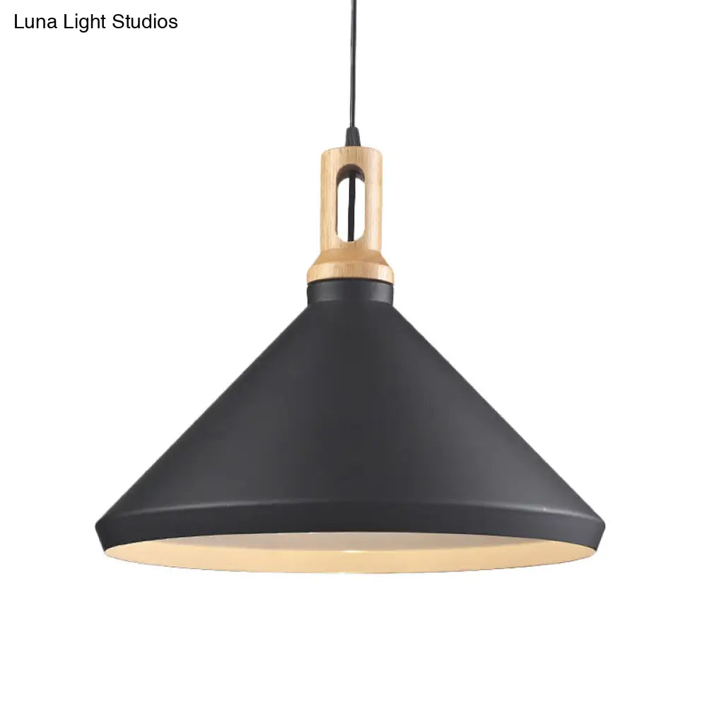 Modern Hanging Ceiling Light With Cone/Drum Shade - 1-Light Aluminum Pendant For Dining Room