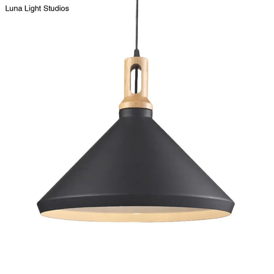 Modern Hanging Ceiling Light With Cone/Drum Shade - 1-Light Aluminum Pendant For Dining Room