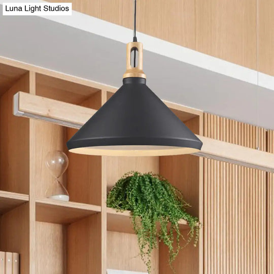 Modern Hanging Ceiling Light With Cone/Drum Shade - 1-Light Aluminum Pendant For Dining Room