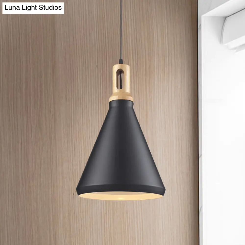 Modern Aluminum Cone/Drum Shade Hanging Ceiling Light - 1 Pendant In Black/White