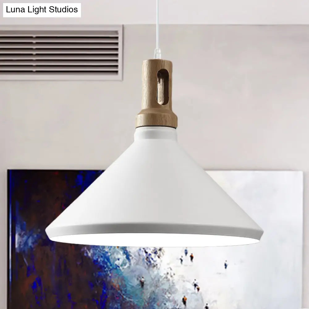 Modern Hanging Ceiling Light With Cone/Drum Shade - 1-Light Aluminum Pendant For Dining Room