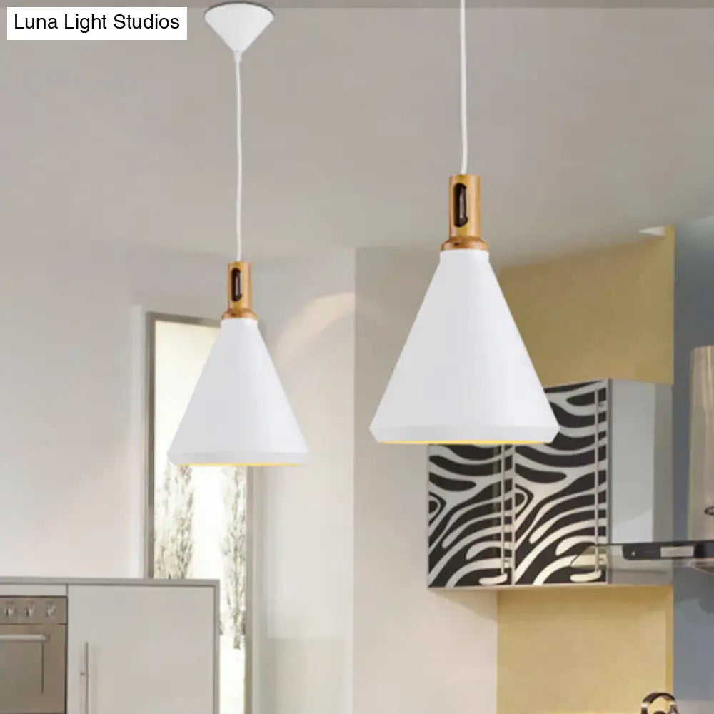 Modern Hanging Ceiling Light With Cone/Drum Shade - 1-Light Aluminum Pendant For Dining Room