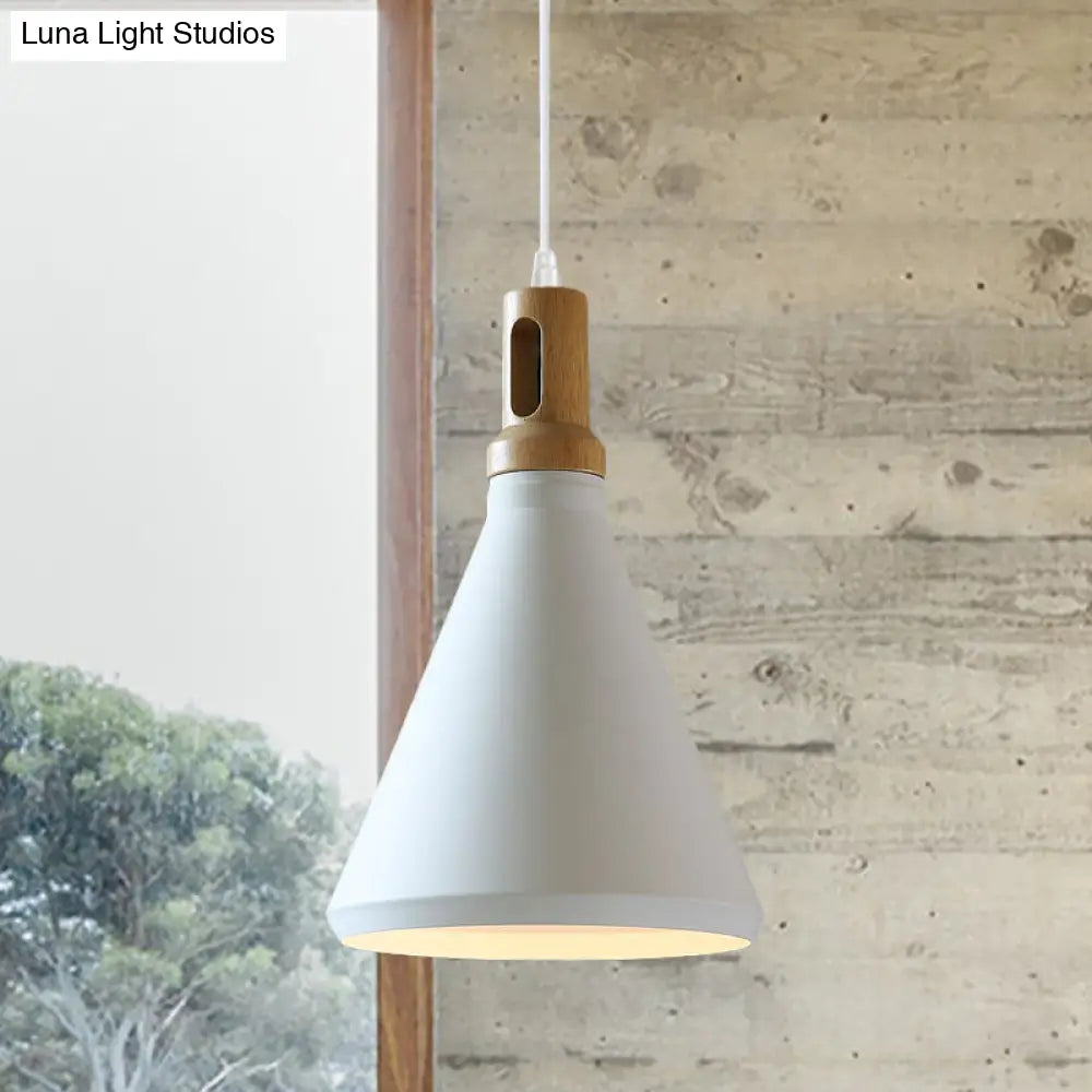 Modern Hanging Ceiling Light With Cone/Drum Shade - 1-Light Aluminum Pendant For Dining Room