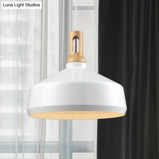 Modern Hanging Ceiling Light With Cone/Drum Shade - 1-Light Aluminum Pendant For Dining Room