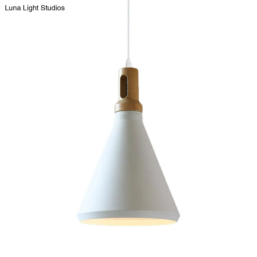 Modern Hanging Ceiling Light With Cone/Drum Shade - 1-Light Aluminum Pendant For Dining Room