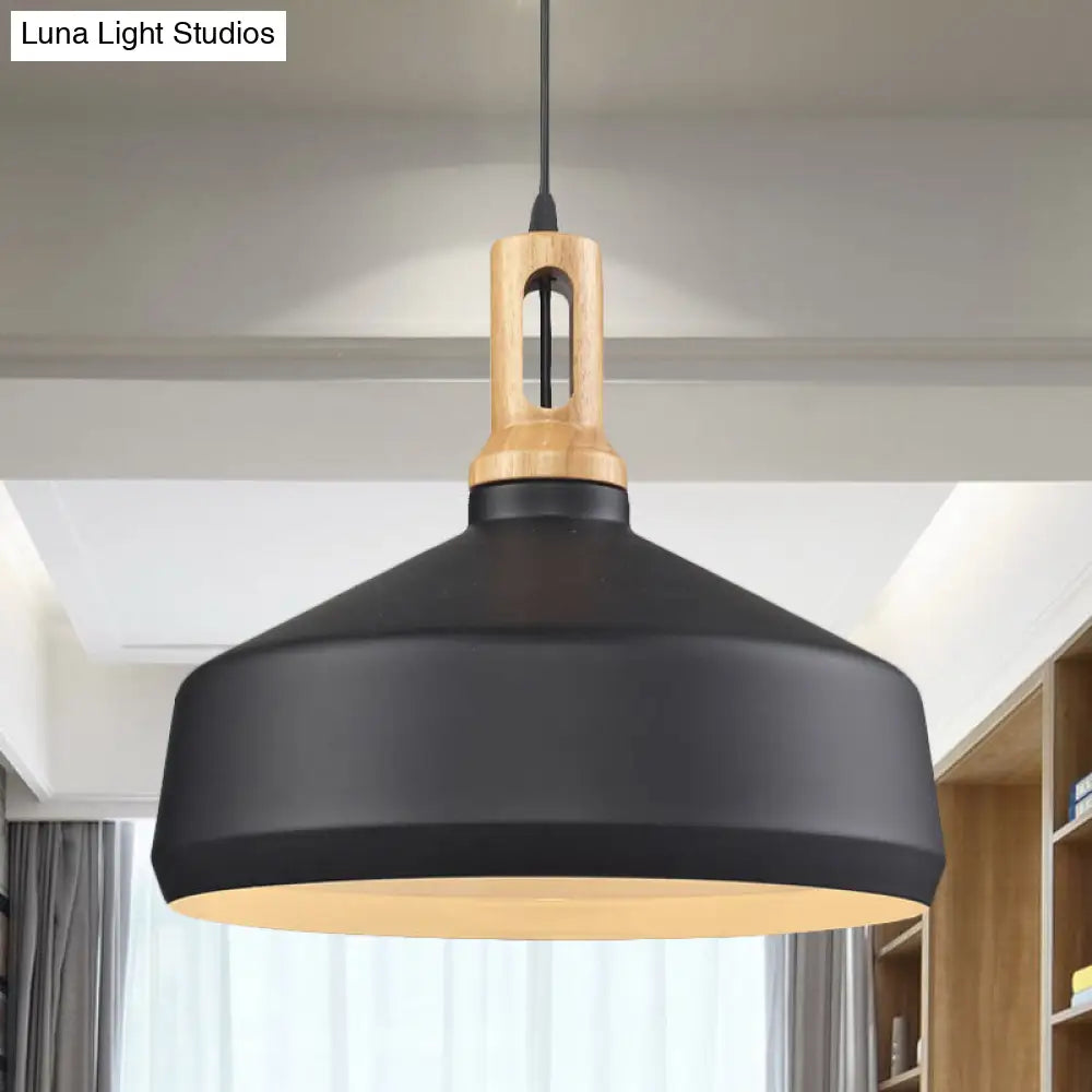 Modern Hanging Ceiling Light With Cone/Drum Shade - 1-Light Aluminum Pendant For Dining Room