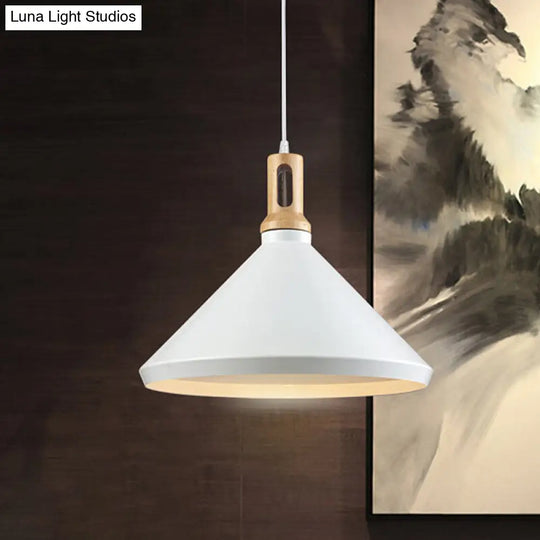 Modern Hanging Ceiling Light With Cone/Drum Shade - 1-Light Aluminum Pendant For Dining Room