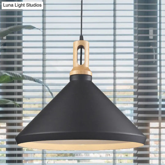 Modern Hanging Ceiling Light With Cone/Drum Shade - 1-Light Aluminum Pendant For Dining Room