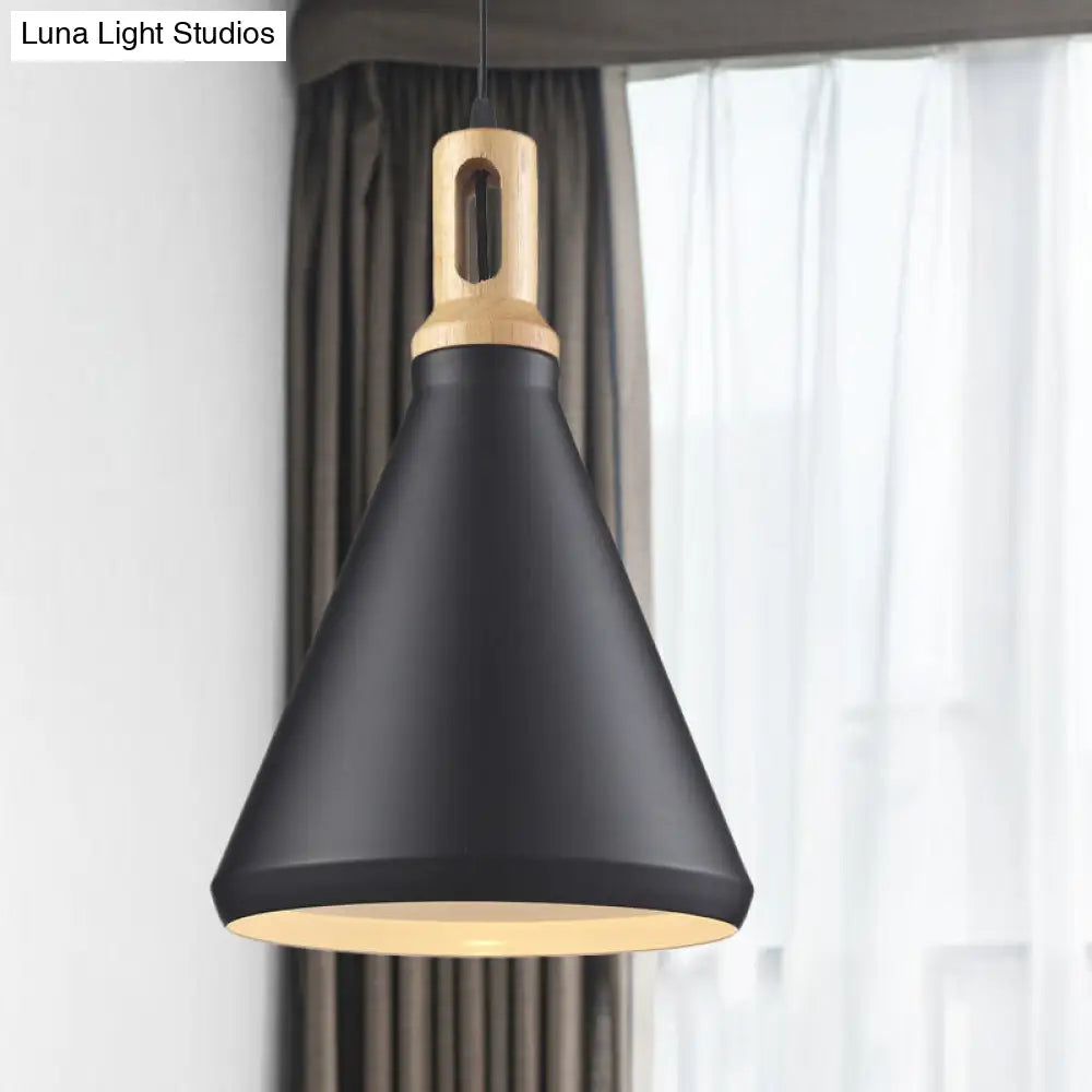 Modern Hanging Ceiling Light With Cone/Drum Shade - 1-Light Aluminum Pendant For Dining Room