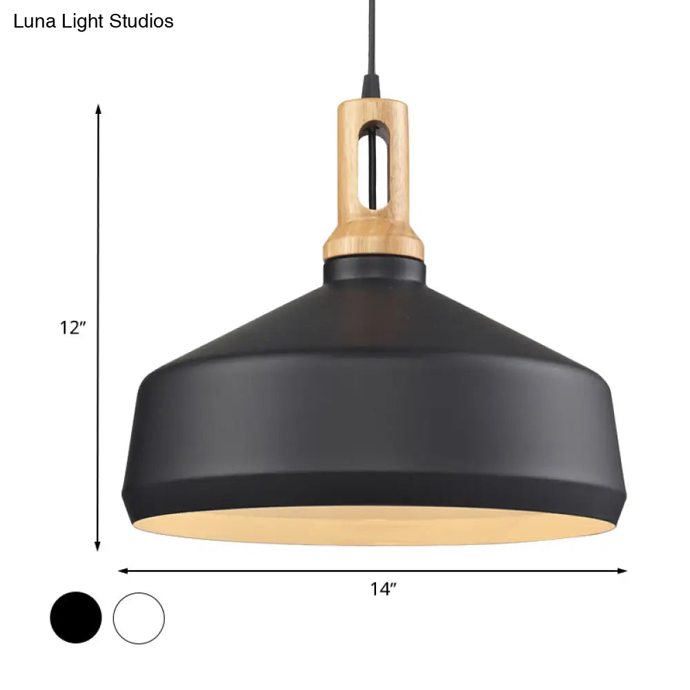 Modern Aluminum Cone/Drum Shade Hanging Ceiling Light - 1 Pendant In Black/White