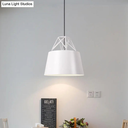 Modern Aluminum Drum Shape Pendant Light For Restaurants - 1 With Iron Wire