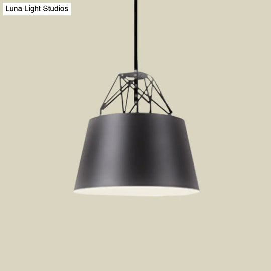 Modern Aluminum Drum Shape Pendant Light For Restaurants - 1 With Iron Wire