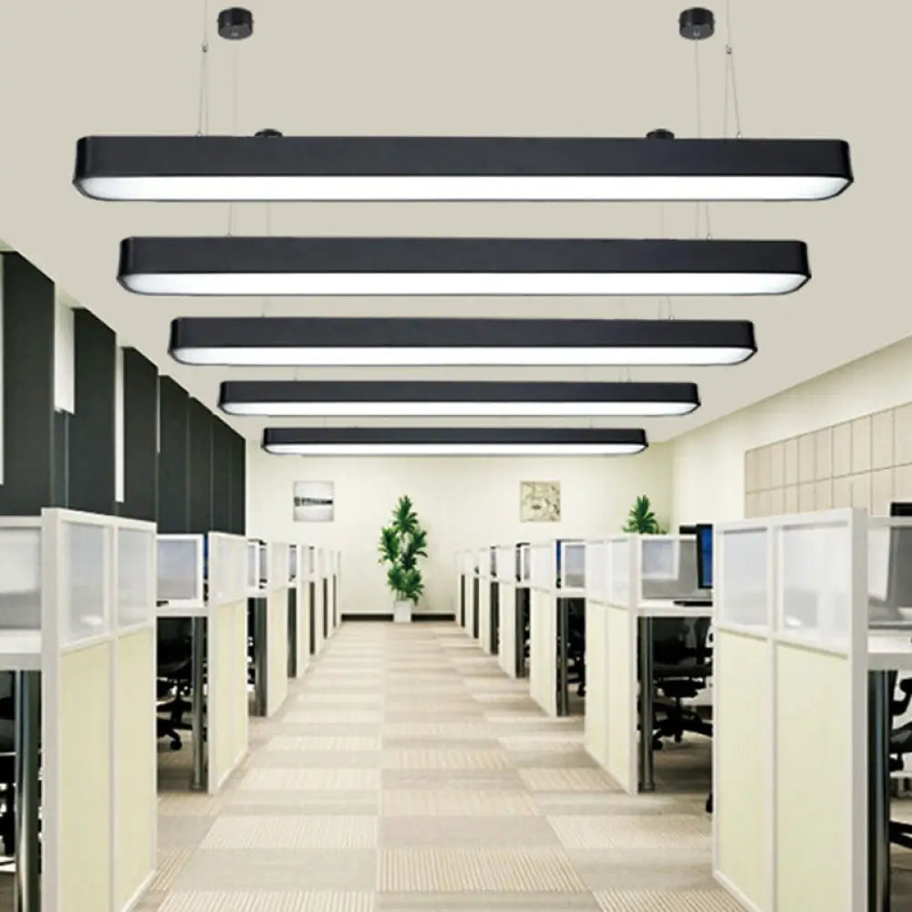 Modern Aluminum Elliptical Suspension Pendant With Integrated Led Ceiling Light - Ideal For Office