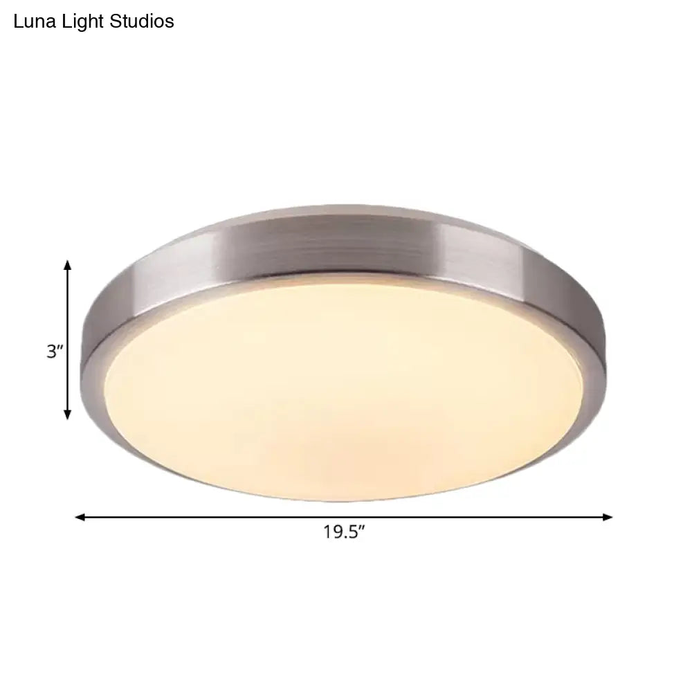 Modern Aluminum Flush Ceiling Light With Acrylic Diffuser - Warm/White Led Silver Finish