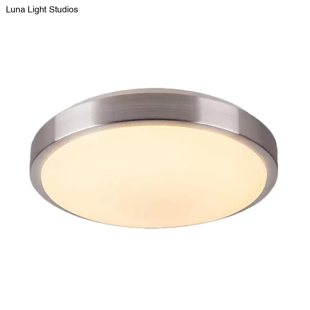 Modern Aluminum Flush Ceiling Light With Acrylic Diffuser - Warm/White Led Silver Finish
