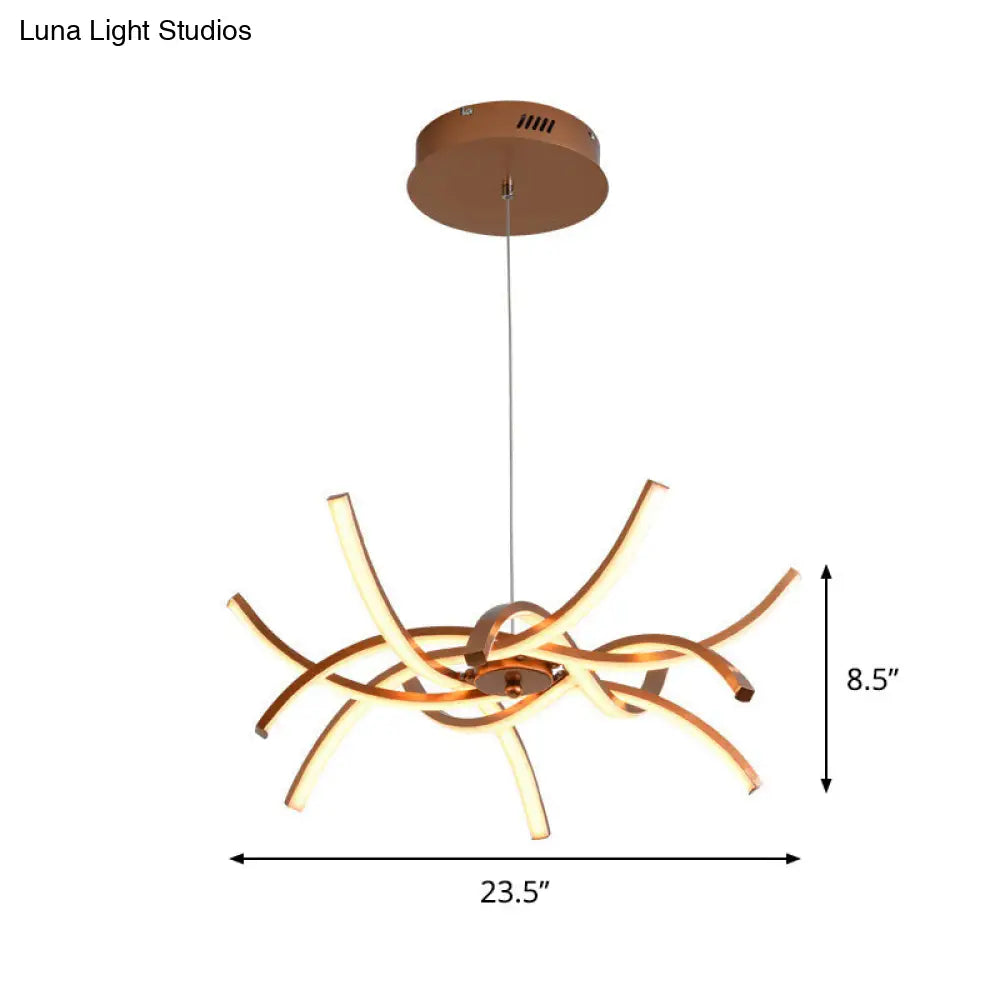 Modern Aluminum Gold Led Chandelier: Interwoven Design 23.5’/27.5’ Wide Warm/White Light