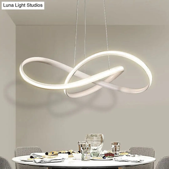 Aluminum Led Entwined Chandelier Light In Modern Style For Dining Room - Black/White/Coffee Size