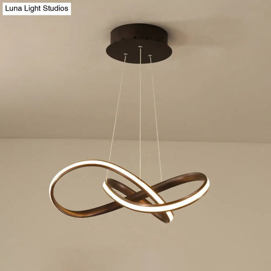 Aluminum Led Entwined Chandelier Light In Modern Style For Dining Room - Black/White/Coffee Size