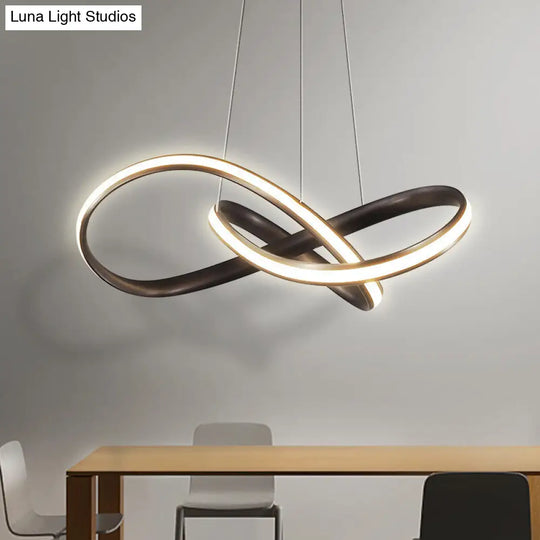 Aluminum Led Entwined Chandelier Light In Modern Style For Dining Room - Black/White/Coffee Size