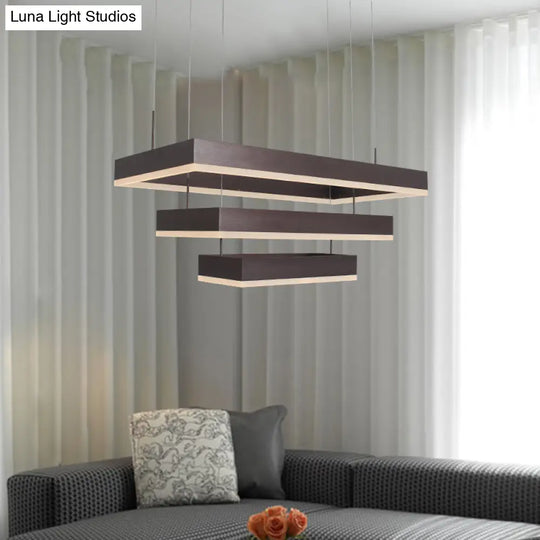 Modern Aluminum Led Coffee 3-Tier Chandelier: Perfect For Dining Room Lighting