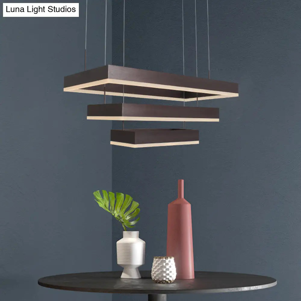 Modern Aluminum Led Coffee 3-Tier Chandelier: Perfect For Dining Room Lighting