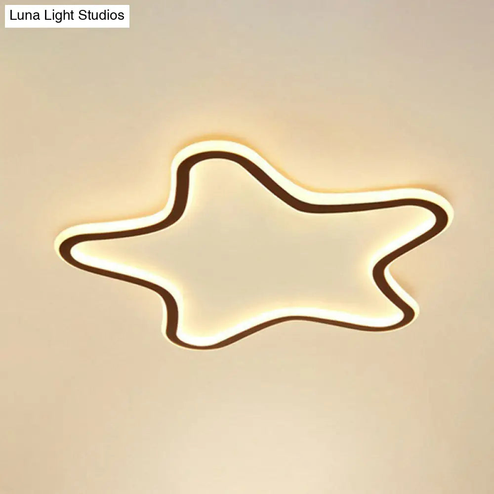 Modern Aluminum Led Flush Ceiling Light For Kids Bedroom - Loop In Black / Warm Star